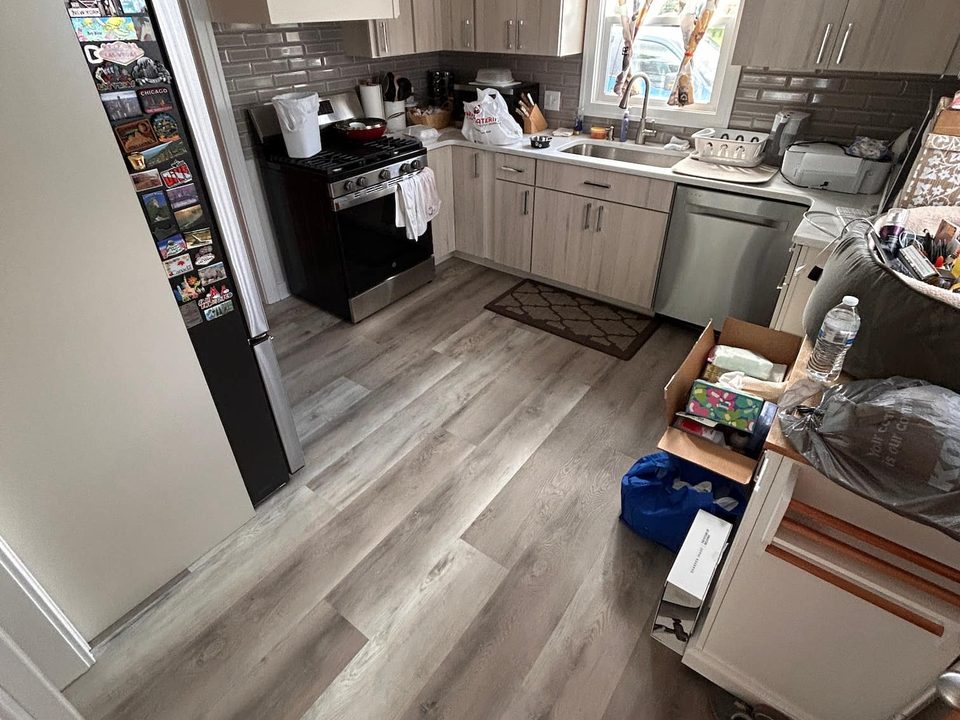 New tile flooring installed in a Grand Rapids kitchen