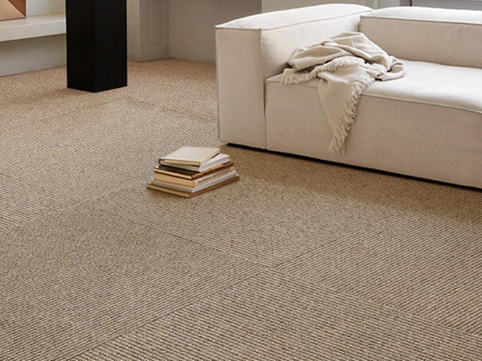 Carpet tile squares installed in a West Michigan living space